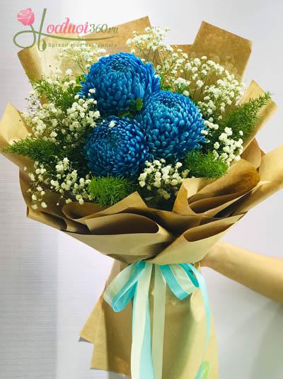 Chrysanthemum peony bouquet - Blue love