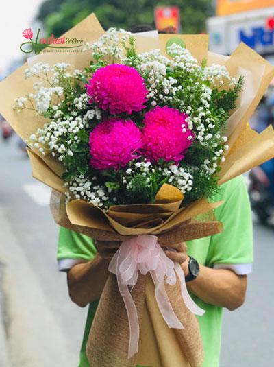 Chrysanthemum peony bouquet - Miss you baby