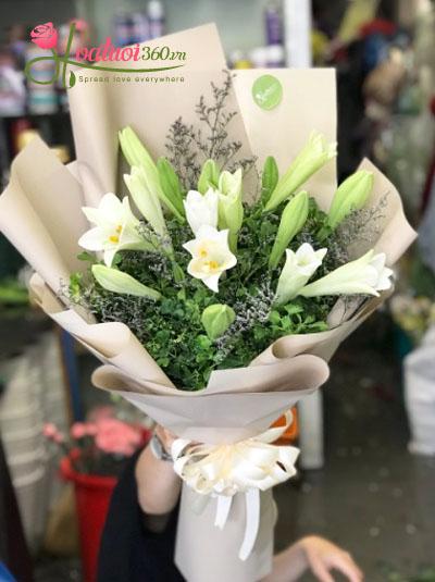 White lilium bouquet - The beauty of Hanoi