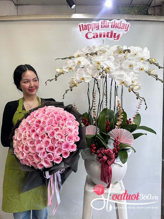 Sophisticated birthday flower gift for parents delivered in Ha Noi