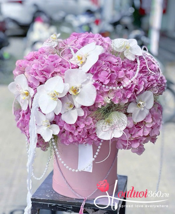 Hydrangea vase flower arrangement