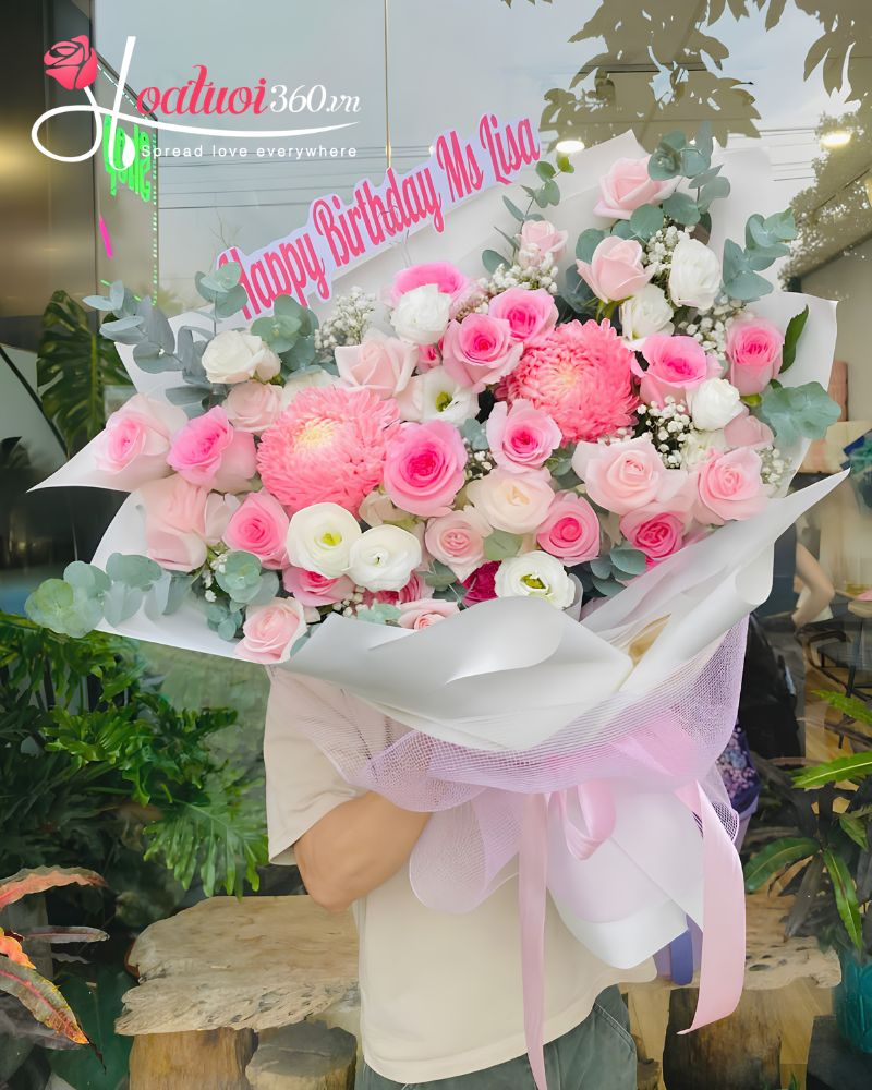 Pink and white thank you flowers