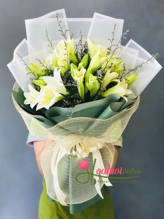 White lilium bouquet - April girl