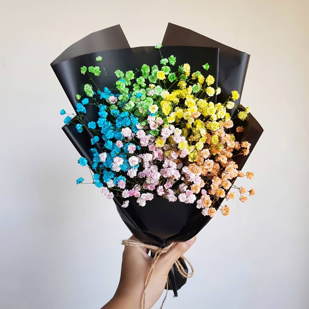 Rainbow baby flowers are combined from many colors